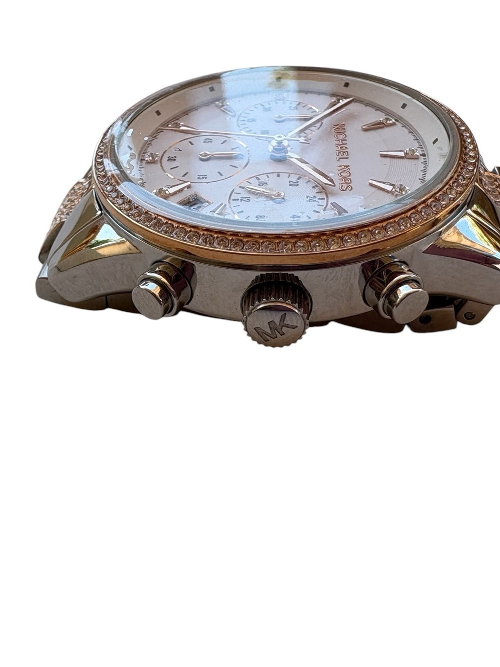 MICHAEL KORS Two-Tone Gold and Silver Crystal Chronograph Watch - Picture 5 of 10